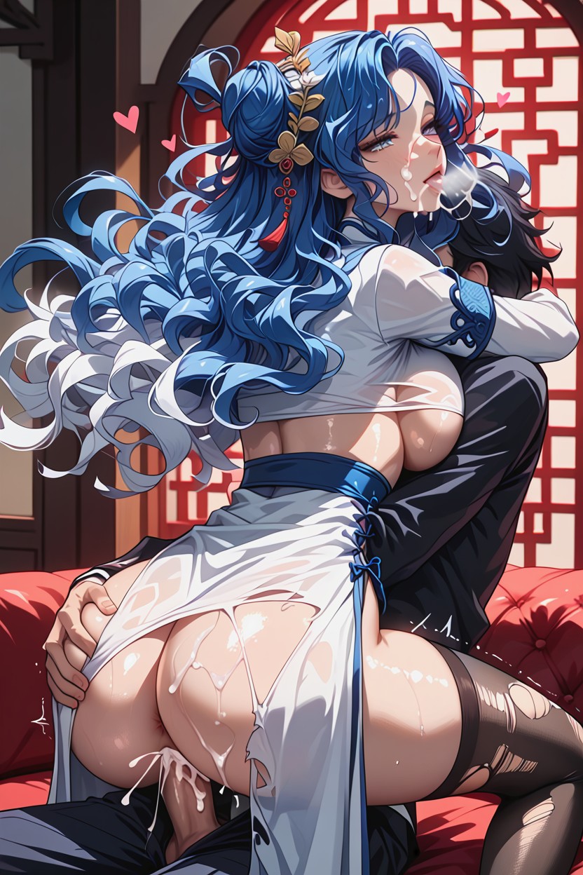 Big Ass, Medias Rasgadas, Blowjob Hentai IA