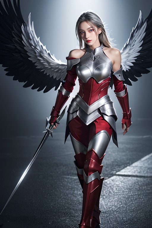Angel Wings, Hyper Realistic, Silver Armor 아시아 AI 포르노
