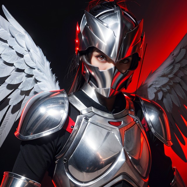 Les Yeux Rouges, Red Eyes, Angel Valkyrie Silver Armor Porno IA Asiatique