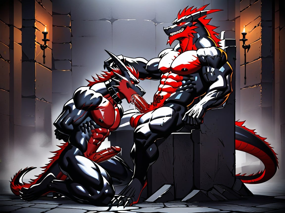 Incredibly Muscular, Deepthroat, Glowing Eyes Furry AI Porn
