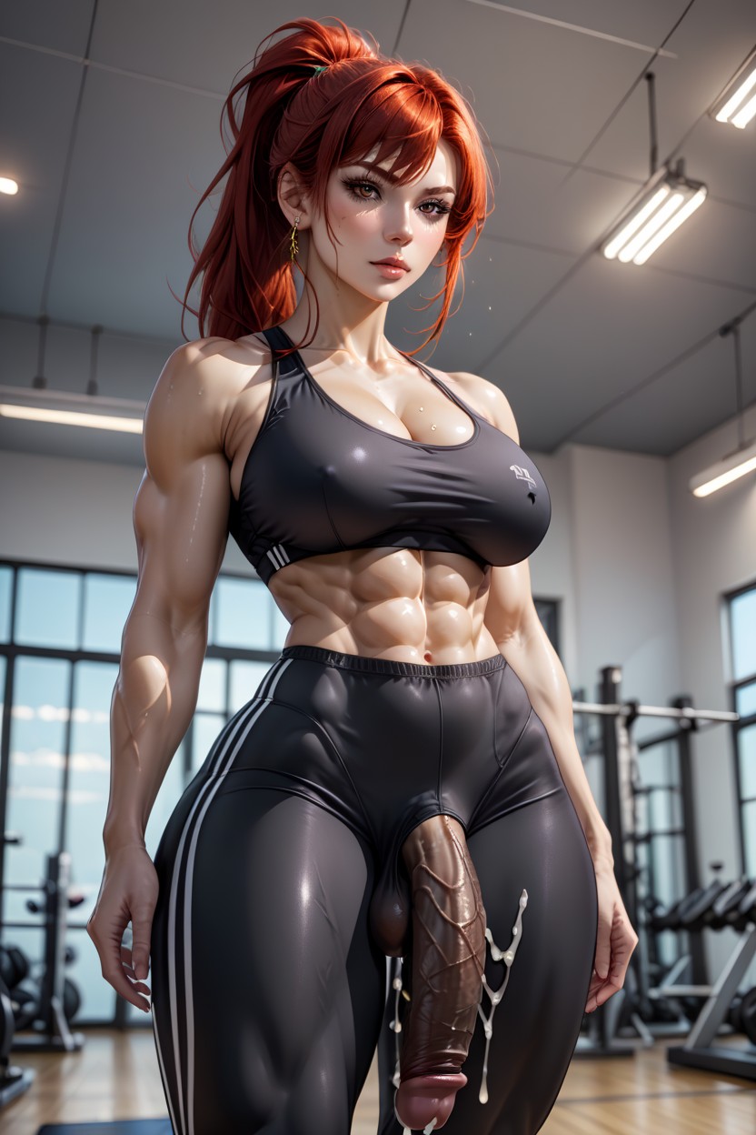Woman With Big Black Penis, Clothes Cover Penis, Big Muscular Legs AI Porn