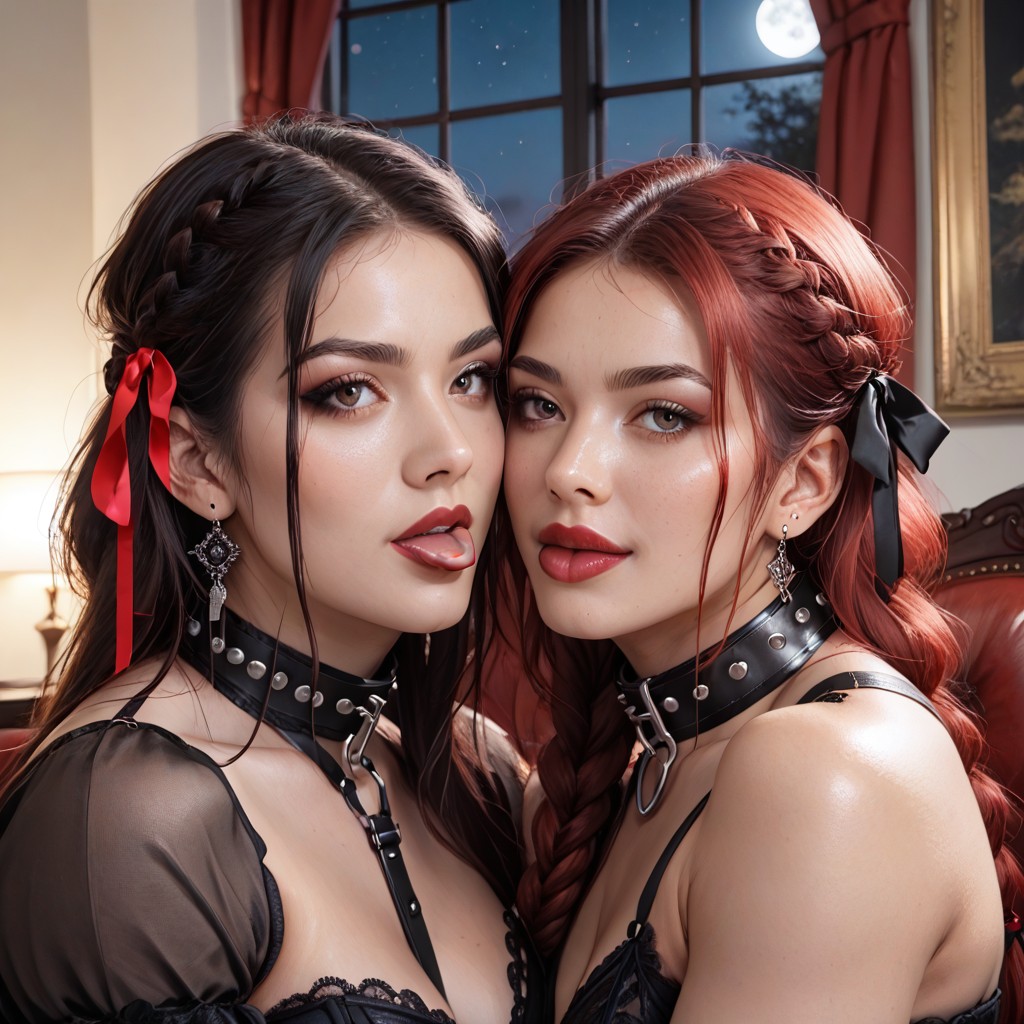 Red Lips, Gothic Armchair, South Asian Hentai AI Porn