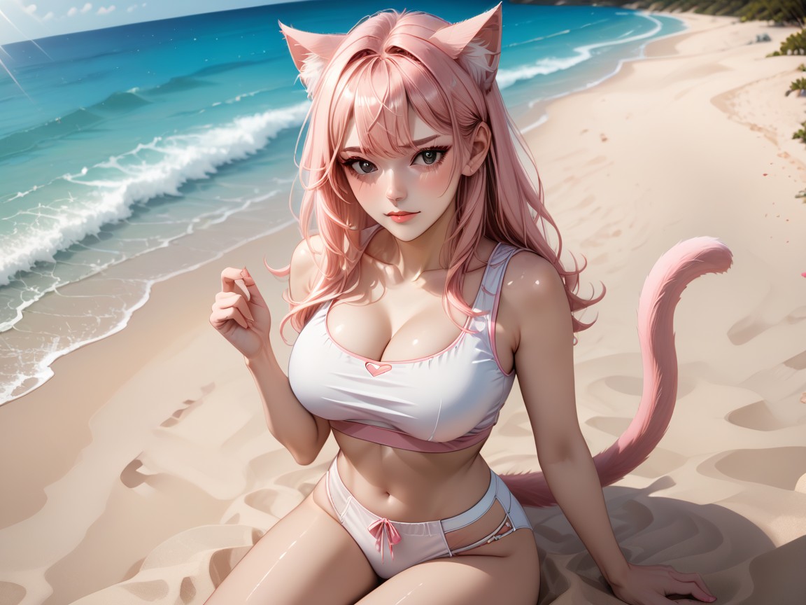 Front Bangs, Side Sitting, Cute Hentai AI Porn