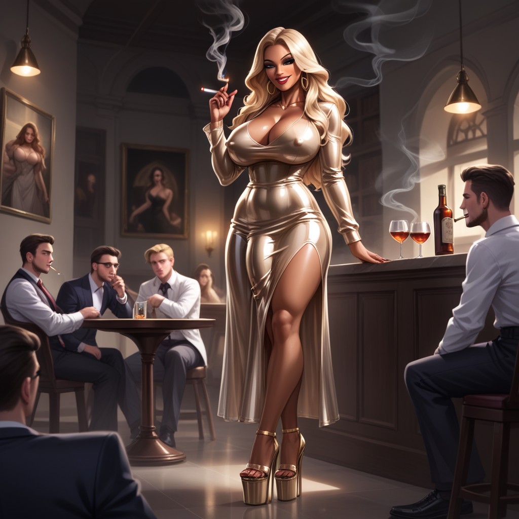 Cock Piercing, Long Legs, Elaborate Red And Gold Makeup AI Porn