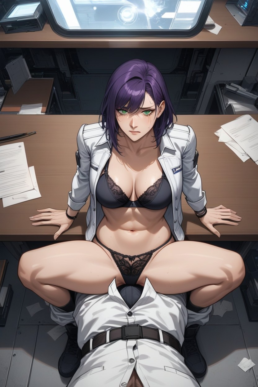 Skinny, White Pants Pulled Down, In Spaceship Office AI Porn