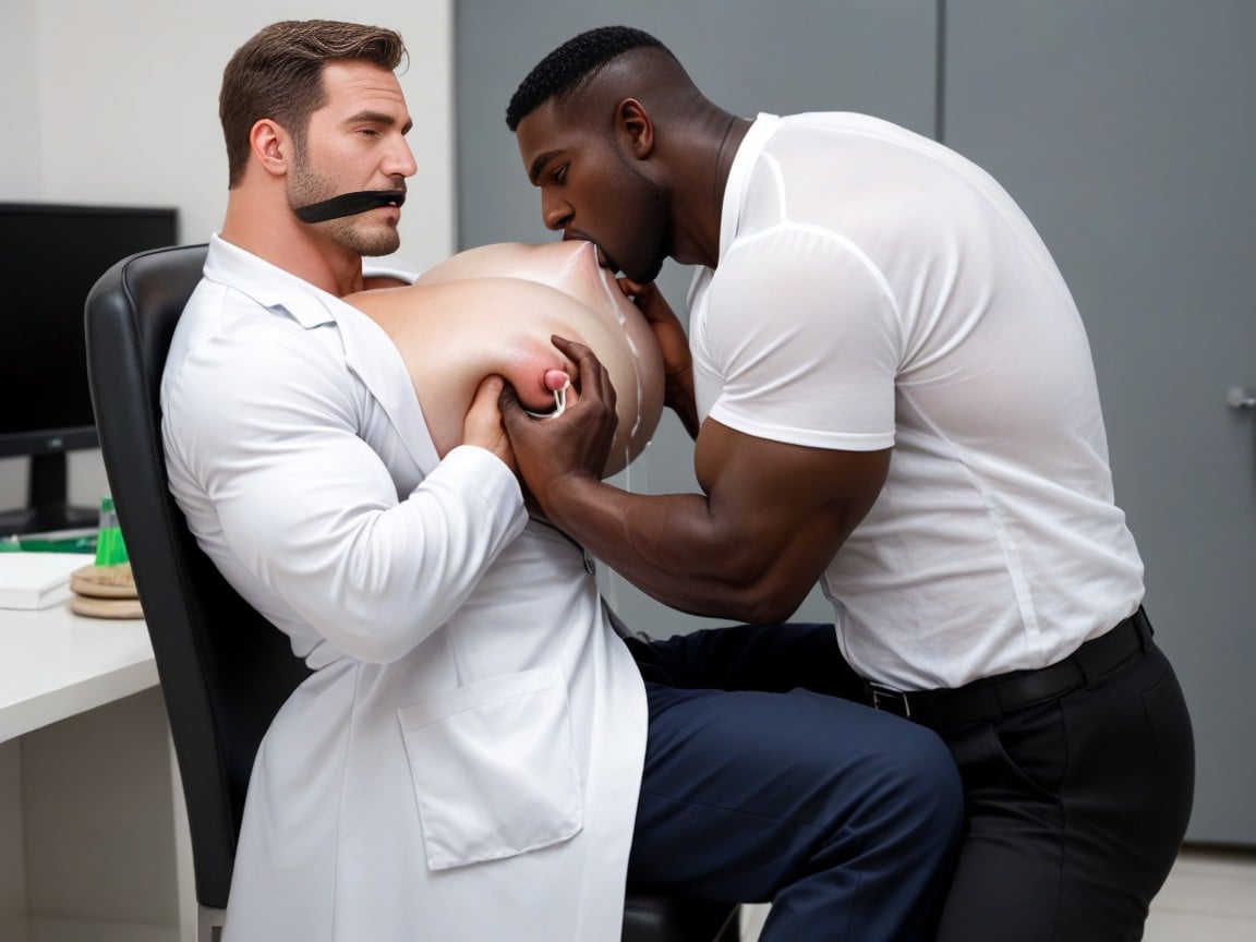 Muscular Men Only, Nipple Pinch, Wet Black Button Up Shirt AI Gay Porn