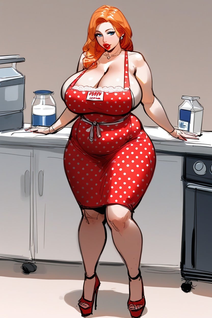 Cuerpo Completo, Cashier Woman, Bimbo Hentai IA