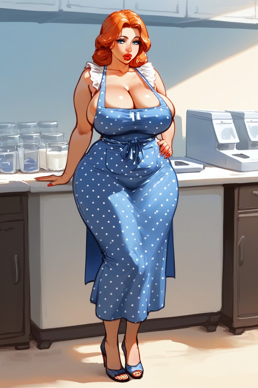 Big Blue Round Eyes, Sketch, Low Heeled Shoes Hentai AI Porn
