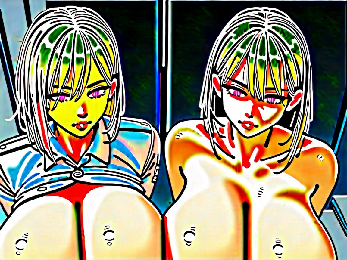 Pale Skin, Gigantic Sagging Natural Breasts, Full Lips Hentai AI Porn