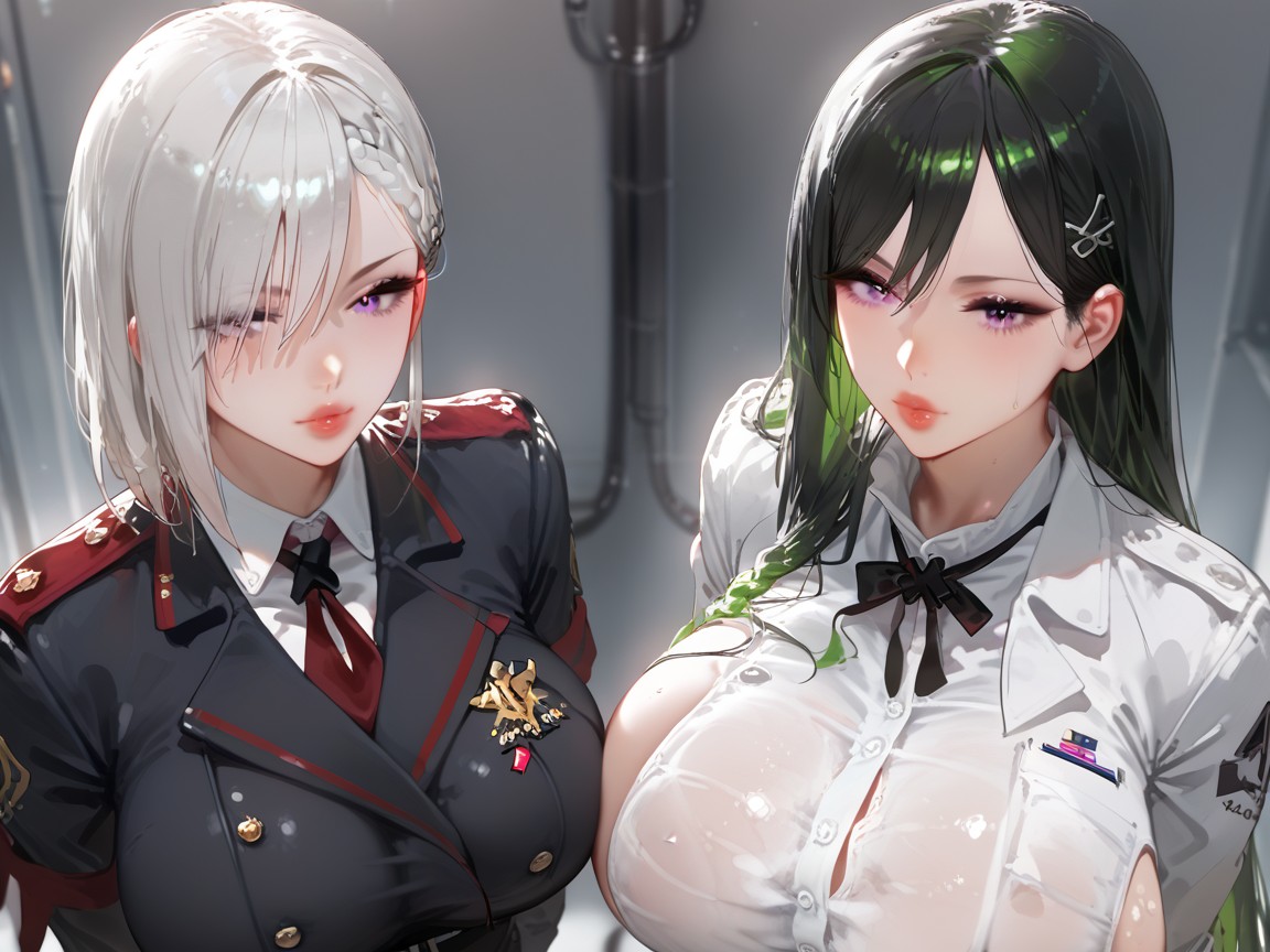 Beautiful Face, Lipstick, Military Suit Hentai AI Porn