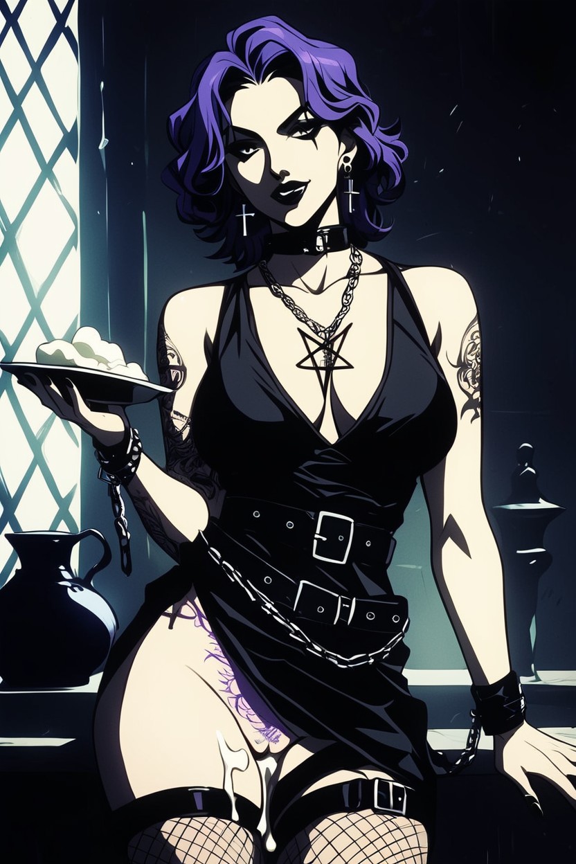 Mommy, Goth, Purple Light Hentai AI Porn