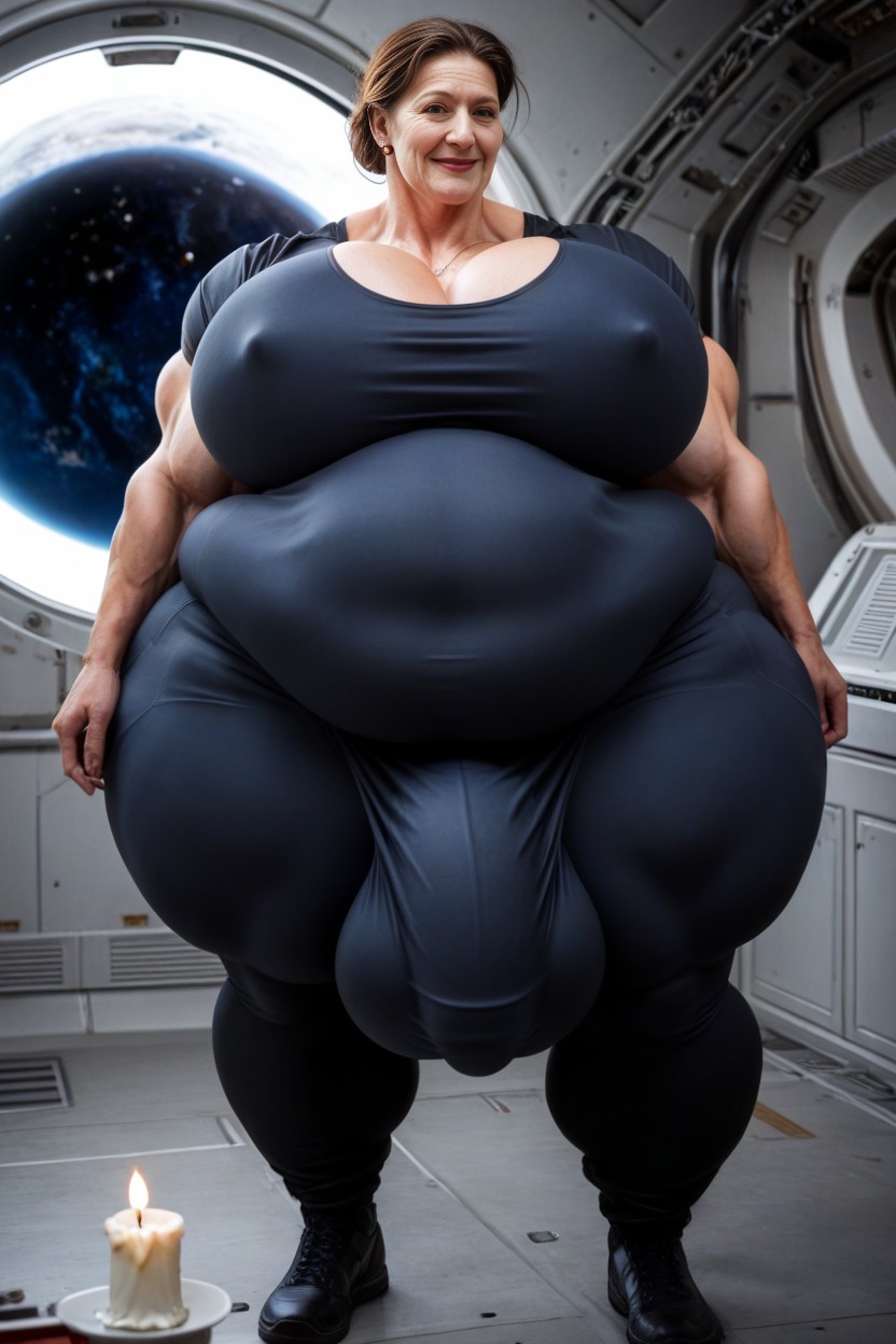 Astronaut, Standing, Vintage Space Helmet AI Porn