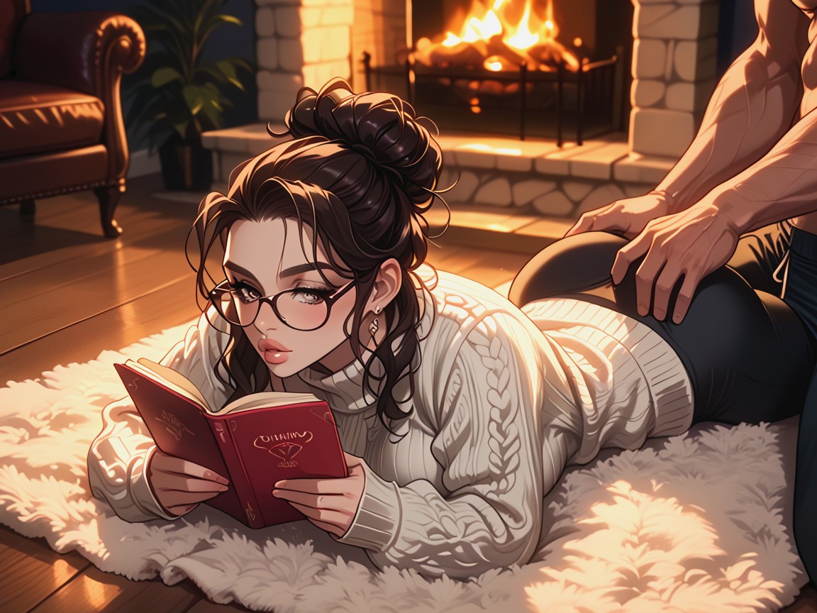 Glasses, Reading, Yoga Pants AI Porn