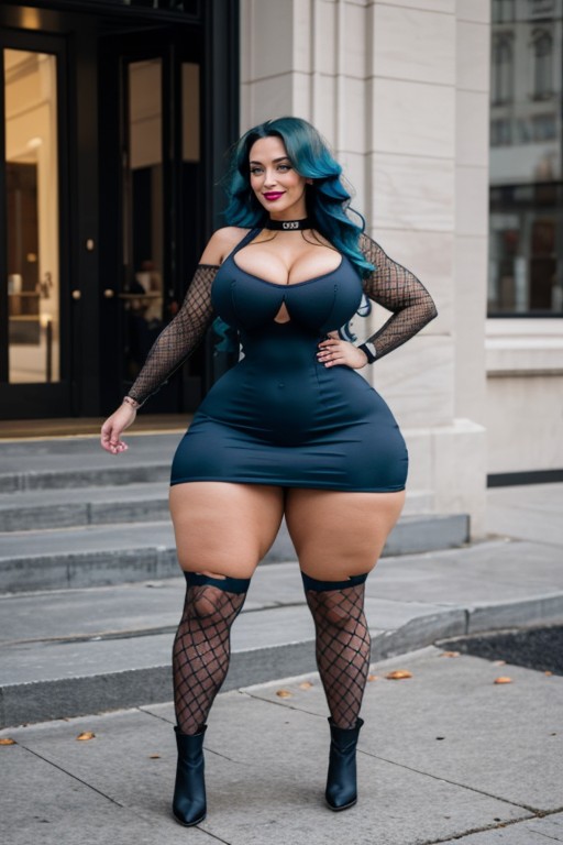 Front View, Fishnet Socks, Oversized Steroid Biceps AI Porn