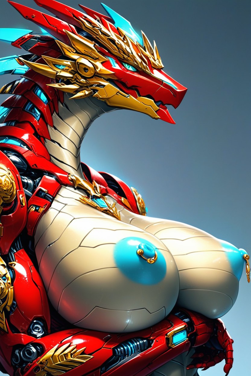 Breast Focus, Nipples Piercing, Mecha Dragon Scales AI獸人黃片