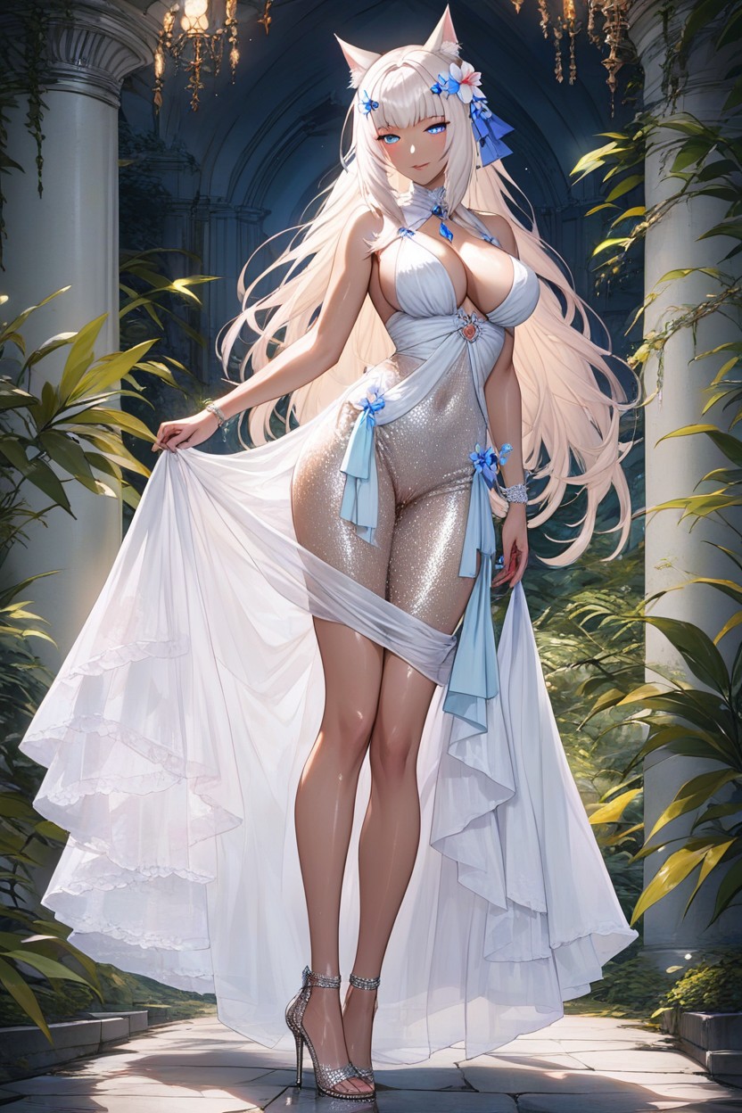 White Skin, Sexy, Sequin Dress Hentai AI Porn