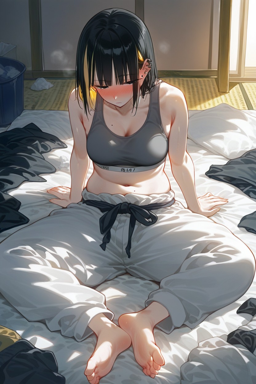 Tatami, Black Eyes, Skinny Hentai AI Porn