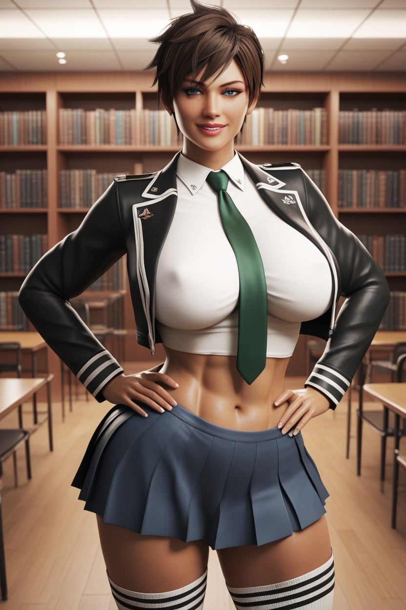 Hands On Hips, Standing, Makeup AI Porn