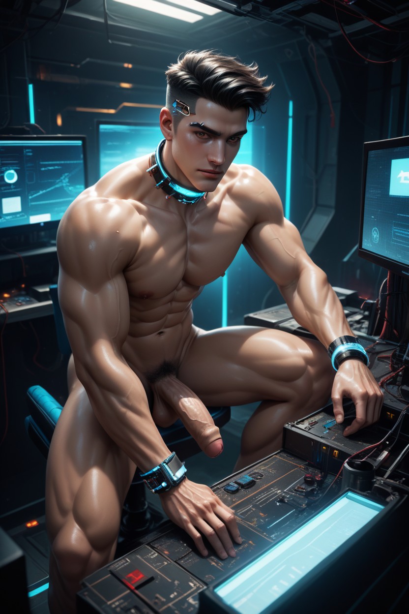 Detailed Inside, Futuristic, Glowing Cyberpunk Wristband AI同性戀黃片