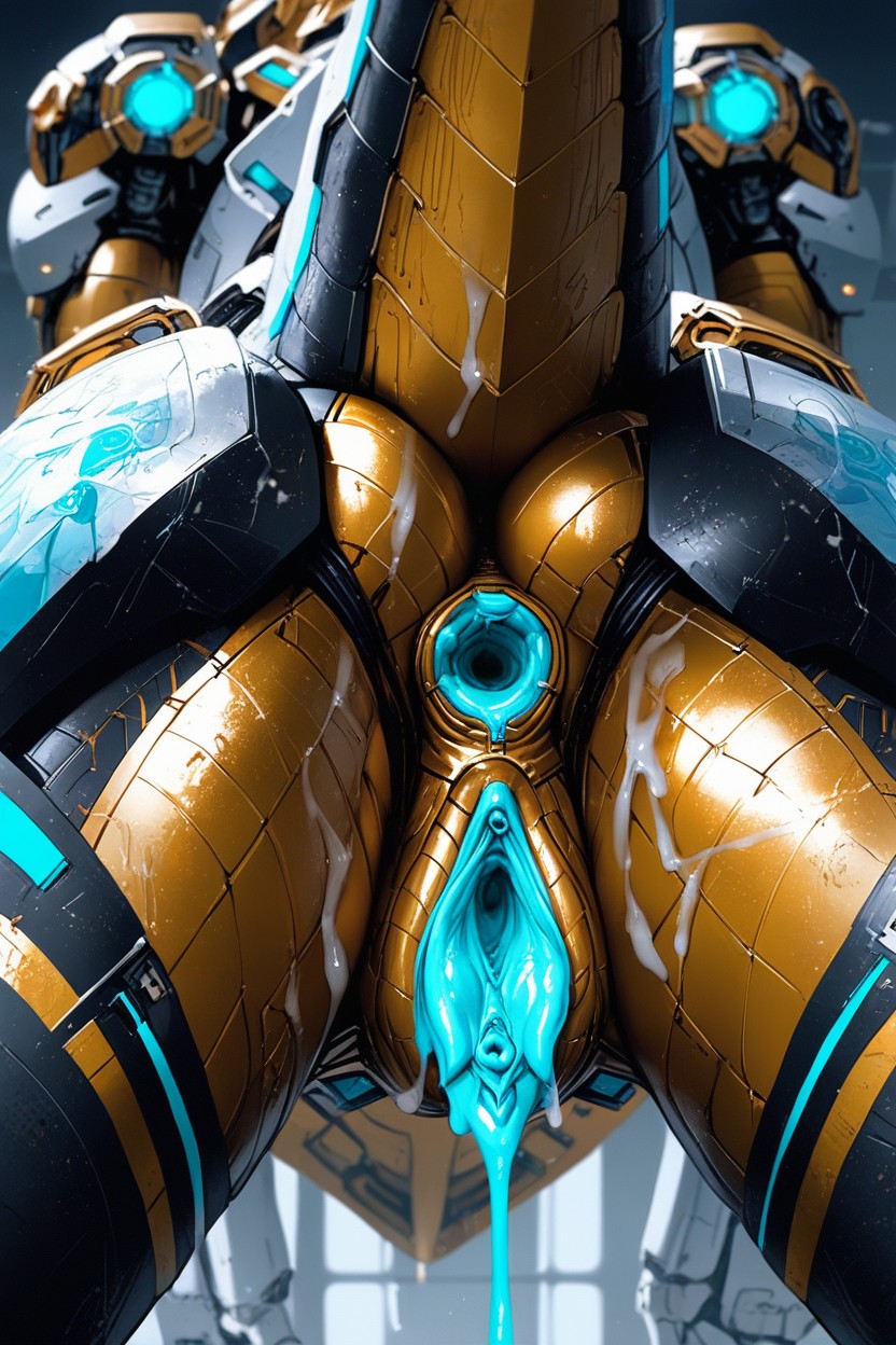 Anatomically Correct, Gold Cum, Neon Pink Furry AI Porn