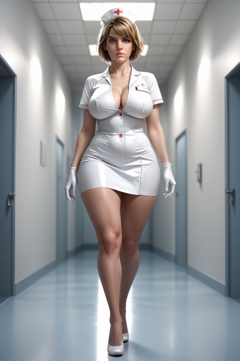 Voluptuous Body, Nurse, Front View AI Porn