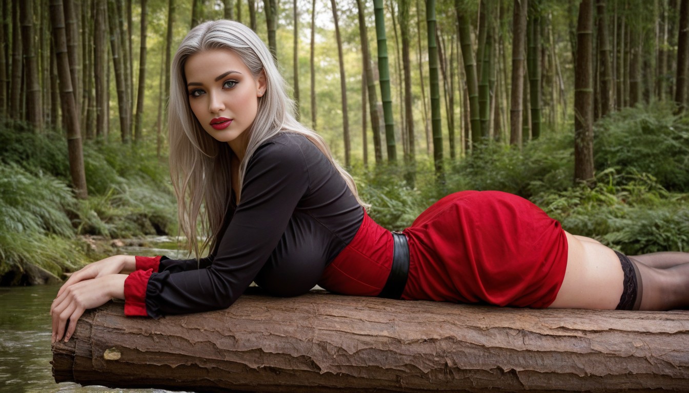 Red Lips, Loose Long Sleeve, Blush AI Porn