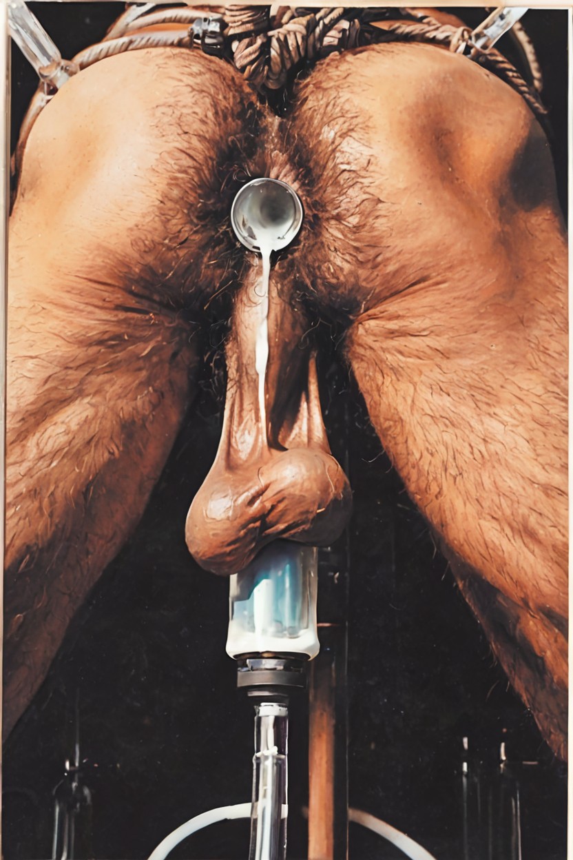 Panic, Many Cables Hanging From Ceiling, Transparent Funnel Tube Pornografia gay com IA