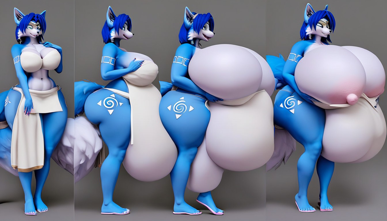 Extremely Large Ass, Gigantic Breasts, Hyper Breast Expansion Furry AI Porn