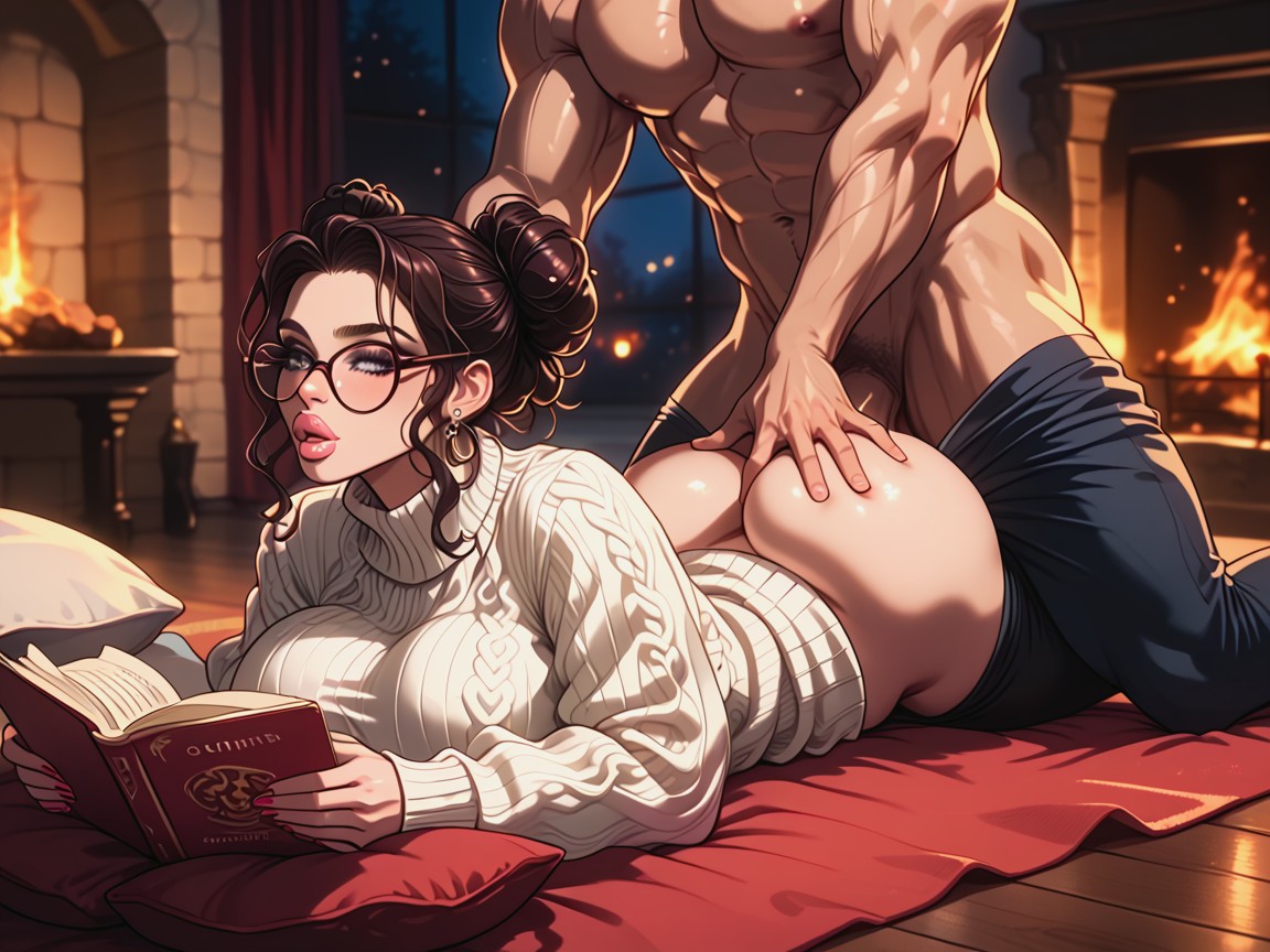 Fire Light, Pillow, Glasses AI Porn