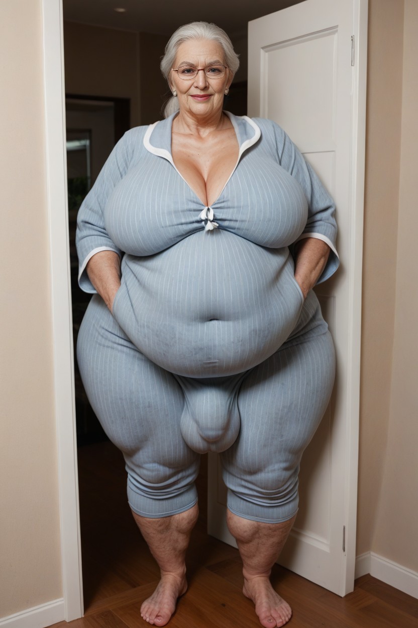 Hairy Bushy Thighs Like A Sasquatch, Full Body, Giant Saggy Breasts AI Porn