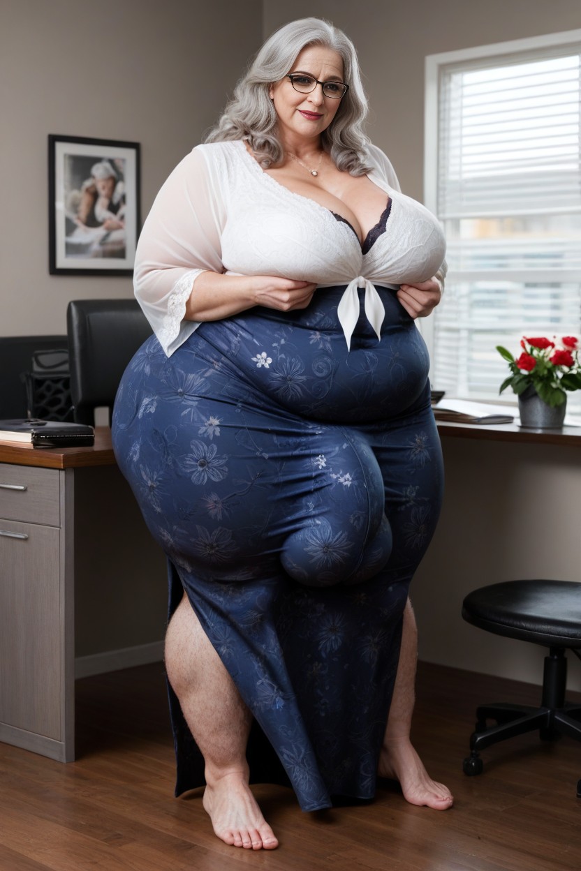 Hairy Legs Pale Skin, Black Glasses, Extremely Large Ass AI Porn