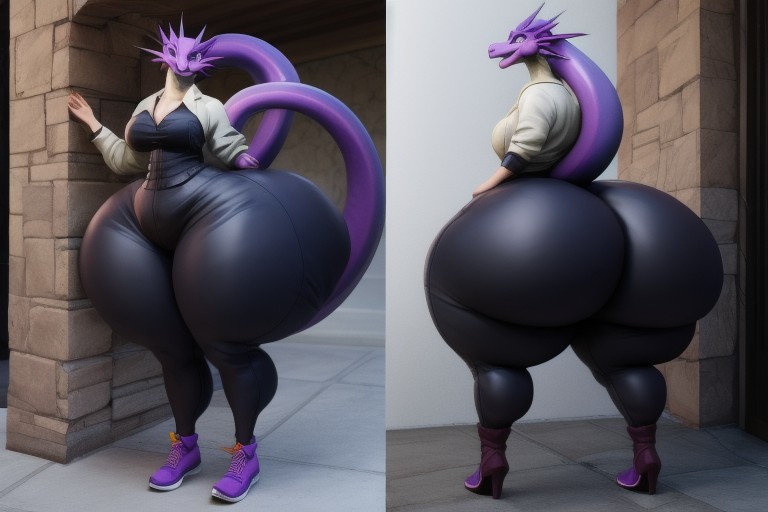 Voluptuous, Large Female, Hourglass Furry AI Porn