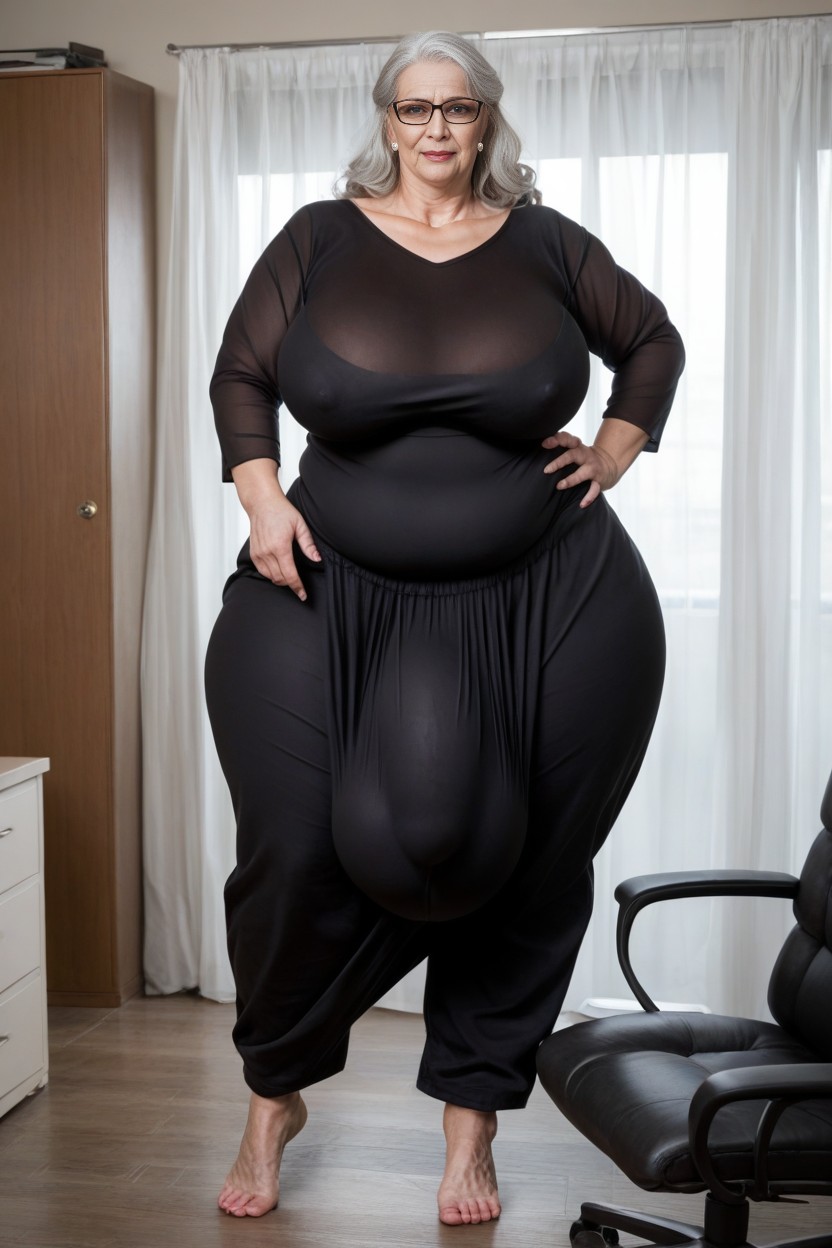 Gigantic Ass, Black Glasses, Tight Long Skirt AI Porn