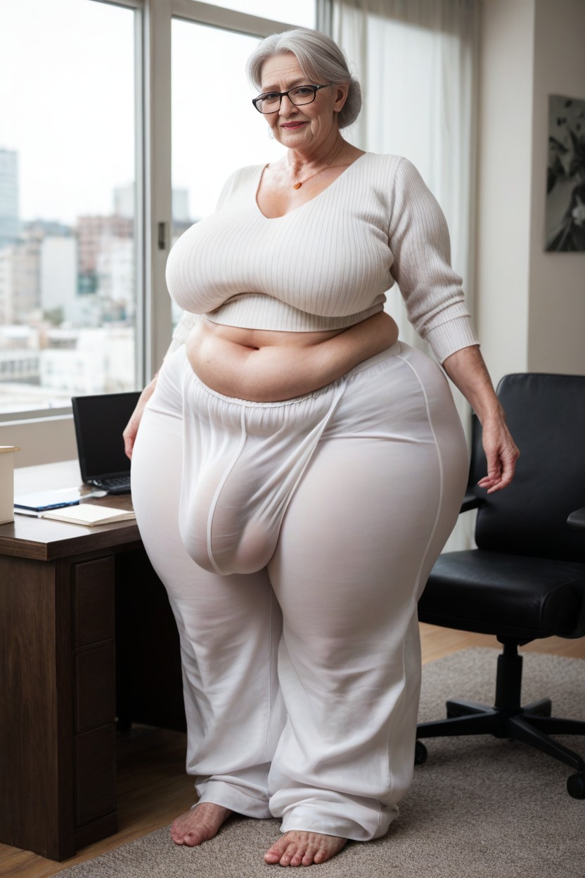 Breast Covered By Sweater, Curly, Gigantic Ass AI Porn