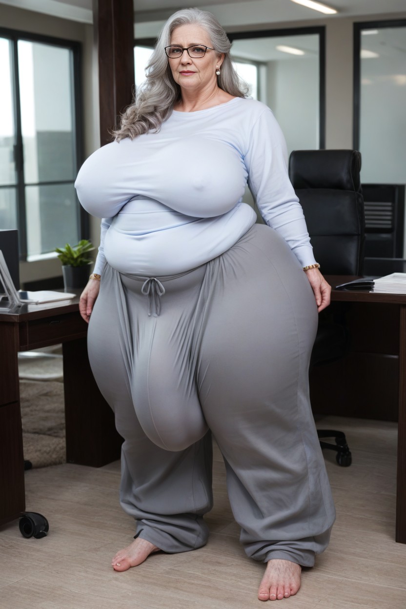 60+, Curly, Breast Covered By Sweater AI Porn
