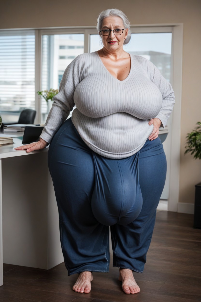 Pale Skin, Obese, Hairy Feet Hairy Ankles Hairy Bushy Thighs Like A Sasquatch AI Porn