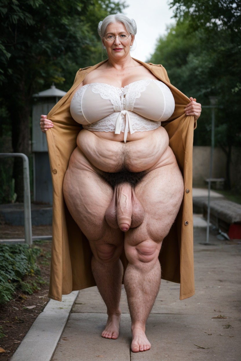 At Night, Obese, Huge Obese Belly AI Porn
