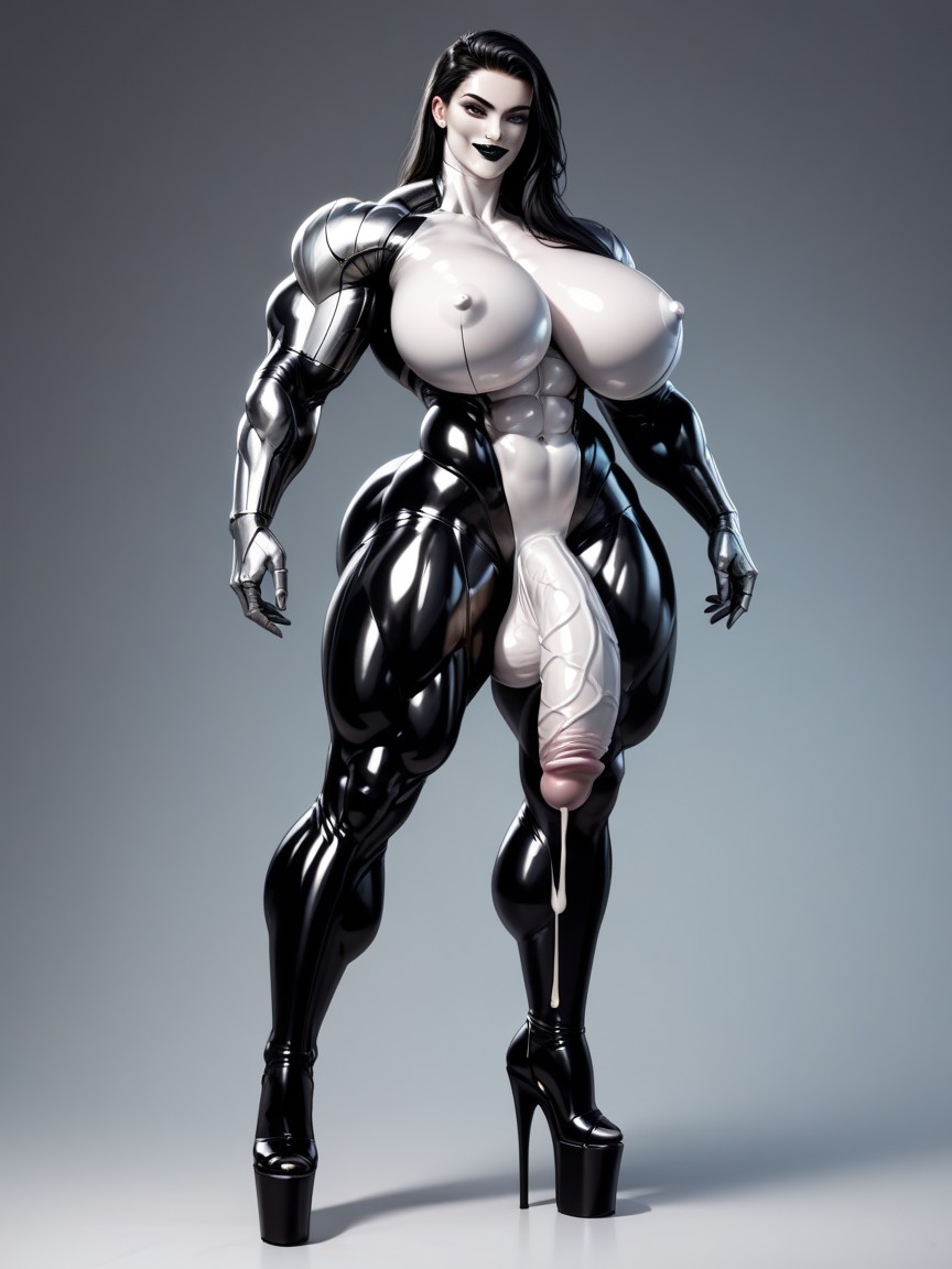 Muscular Calves, Liquid Metal Body, Large Cock Porno IA transsexuelle