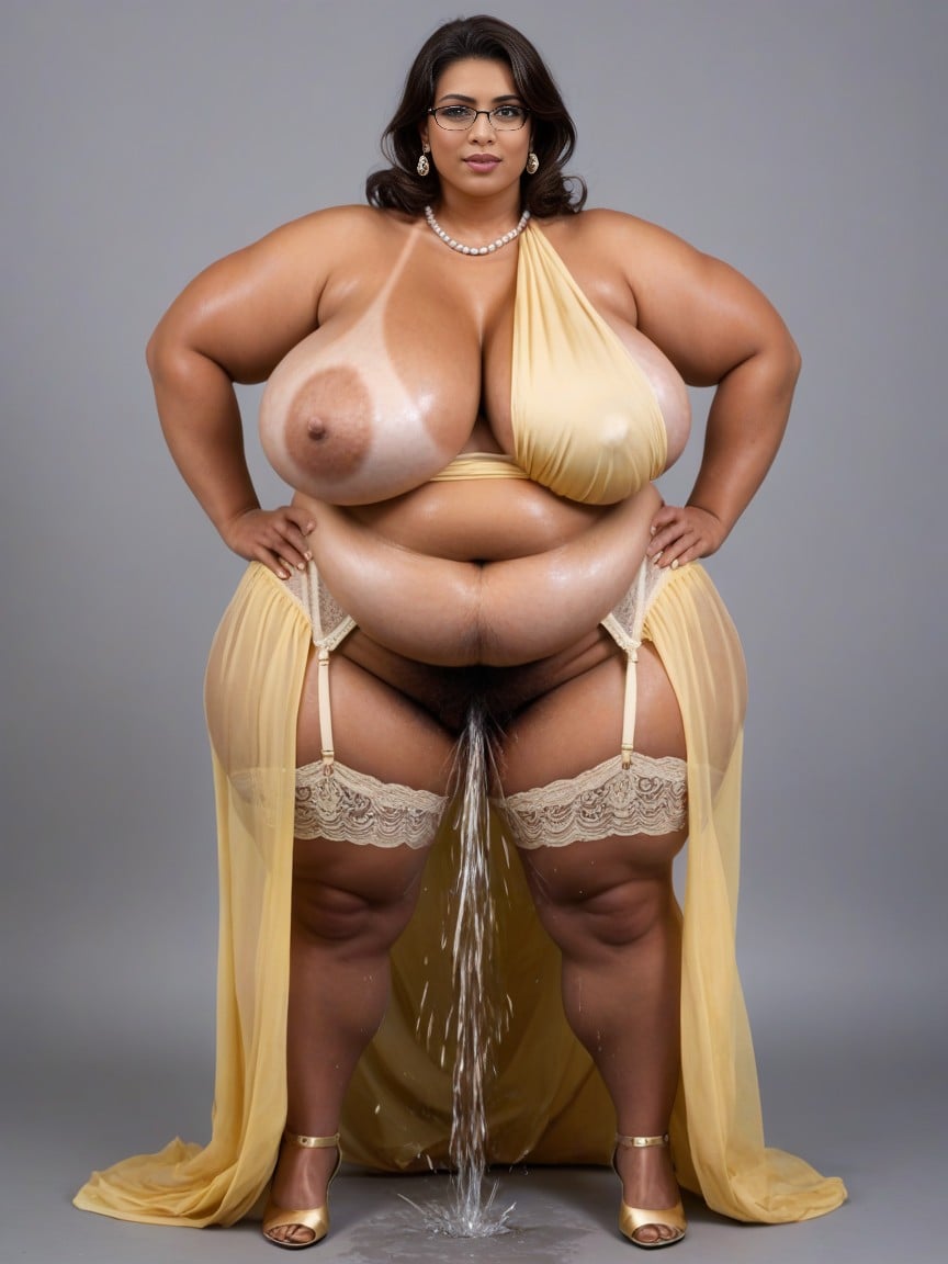 Giant Ass And Hips, Saree, Grey Background AI Porn