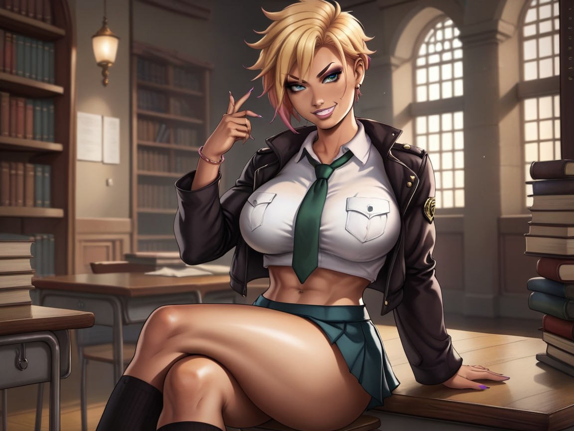 Close Up, Very Short Hair, Gyaru AI Porn