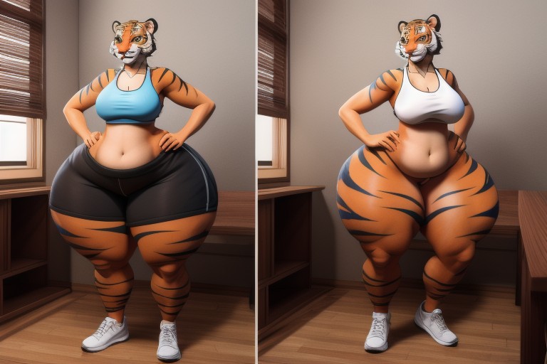 Tiger, Gigantic Breasts, Massive Ass Furry AI Porn