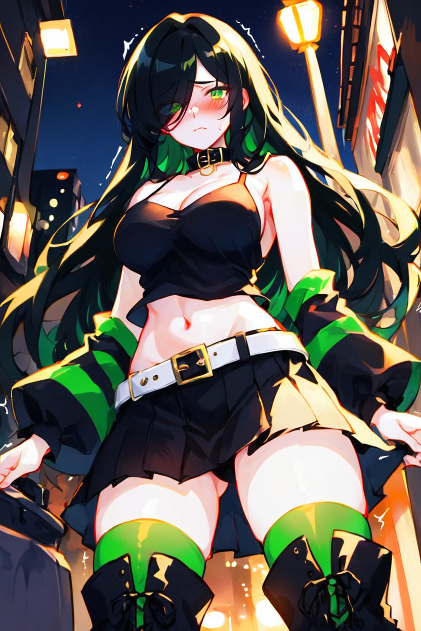 De Pie, Night, Medium Breast Hentai IA