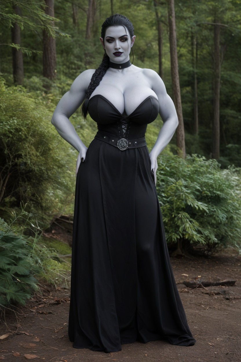 Horny, Gigantic Busty Tits Underneath Clothing, Looking At Viewer AI Porn