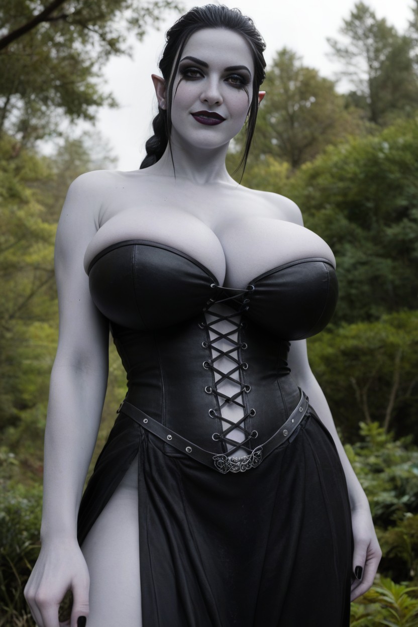 Goth Elf, Forest, Looking At Viewer AI Porn