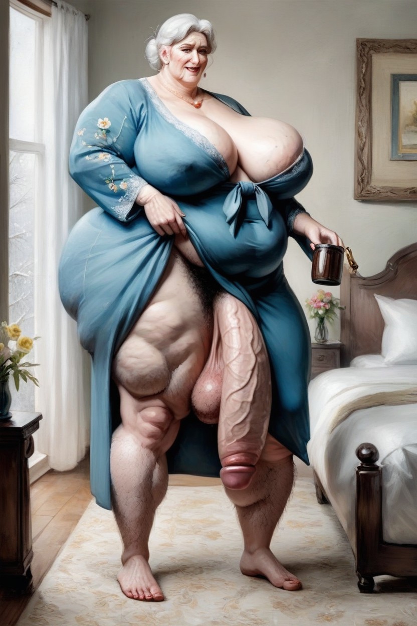 Morbidly Obese Woman, Ssbbw Super Obese Woman, Cock Hanging Between Legs AI Porn