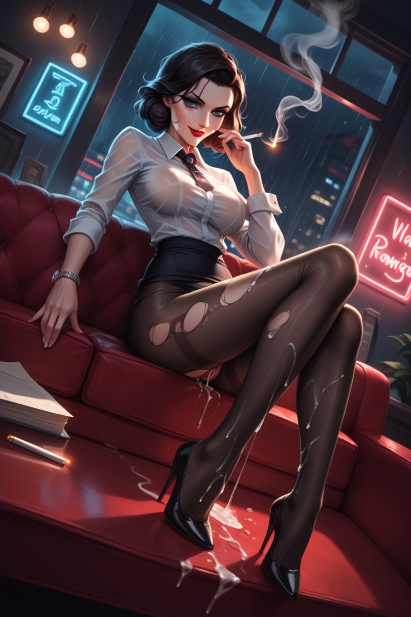 Full Body Shot, Neon, Smirk Hentai AI Porn