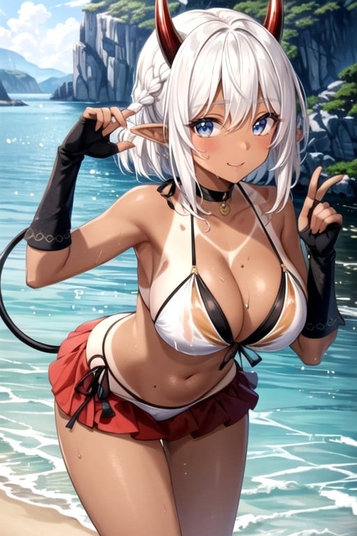 Sea, Fingerless Gloves, Gyaru Hentai AI Porn