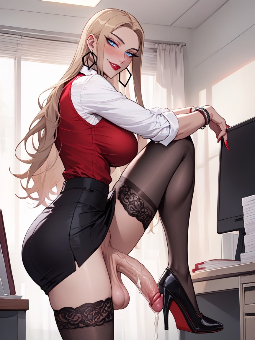 Collared Blouse, Thick Eyelashes, Rounded Ass AI黃漫