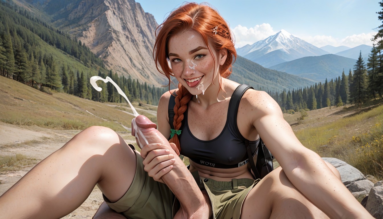 Olive Green Cargo Shorts, Irish, Red Eyebrows AI Porn