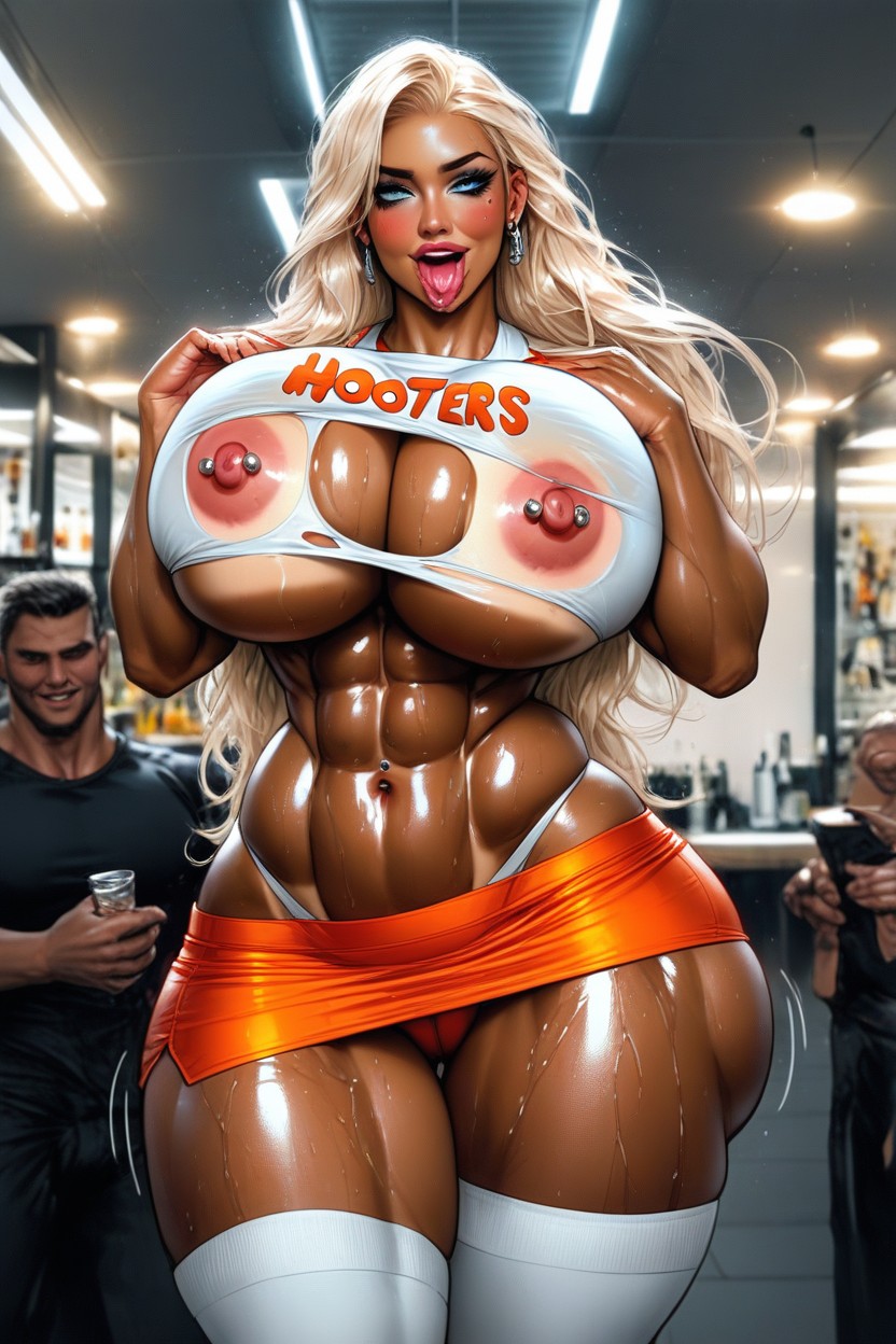 Torn Clothes, Hooter's Girl, Very Long Tong AI Porn